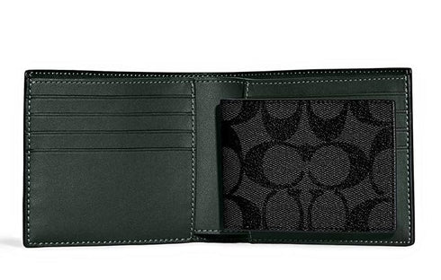 3 In 1 WALLET QB/CHALK/CANDIED GREEN WITH COACH PATCH